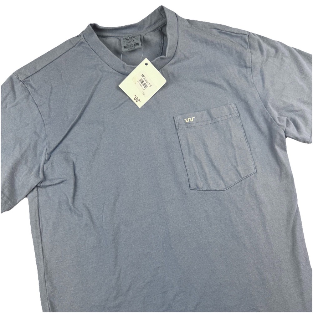NWT King Ranch Short Sleeve T-Shirt Men S Blue Cowboy Pocket Cotton Logo